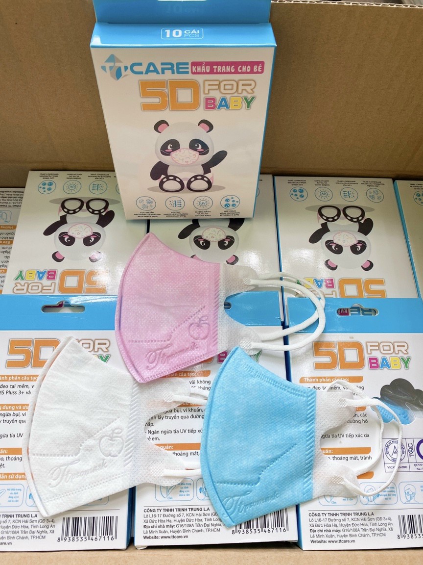 Set 50 Khẩu trang trẻ em 5D kháng khuẩn (Hộp 10 cái) bảo vệ sức khỏe, ngăn ngừa bụi
