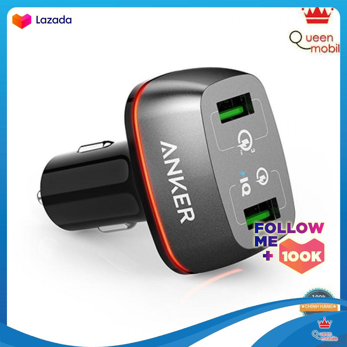 Sạc ô tô Anker PowerDrive+ 2 cổng 42w có Quick Charge 3.0 Black Offline Packaging V3