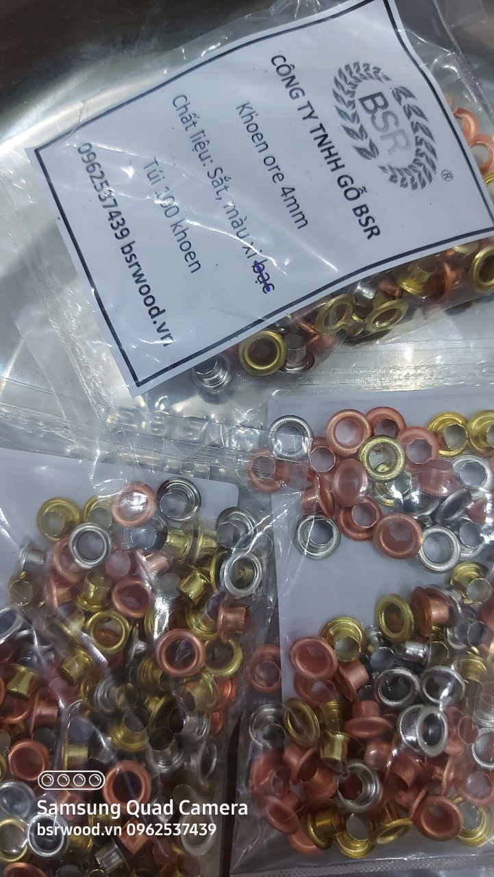 [HCM]Khoen ore 4mm Khuy mắt cáo đóng túi giấy bấm bạt bấm túi giấy bấm vải Bằng sắt Nhiều màu Túi 100 cái Chuyên dùng cho kềm bấm khoen TOP - BSR-SS4M