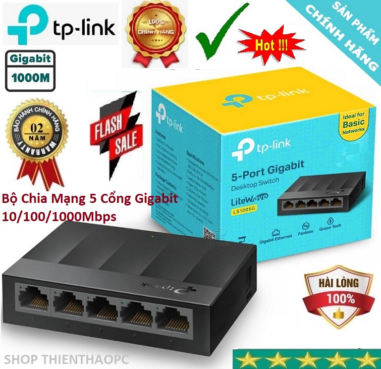 Bộ Chia Mạng Switch TPLink 5 Cổng Gigabit LS1005G 10/100/1000Mbps , Hàng Mới Chính Hãng BH24T