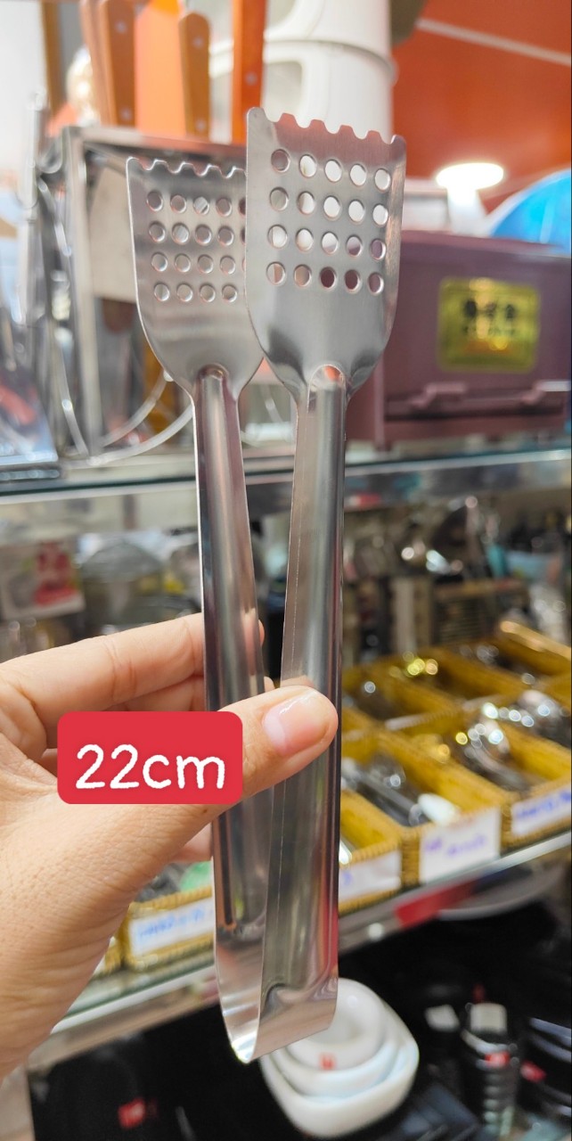 Kẹp gắp thức ăn, gắp đá inox vuông lỗ