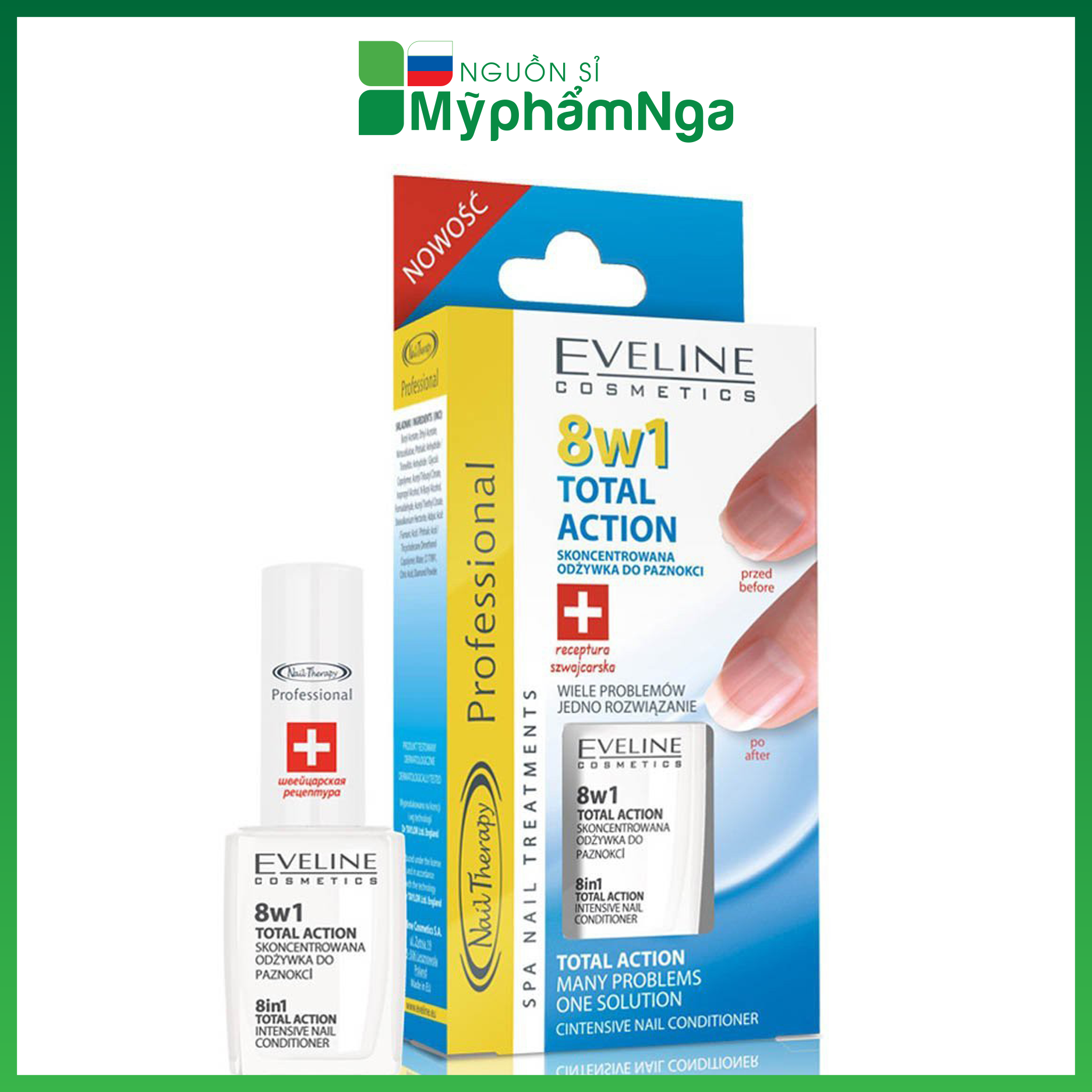 Dưỡng móng Eveline 8in1 chắc khỏe dày dài móng