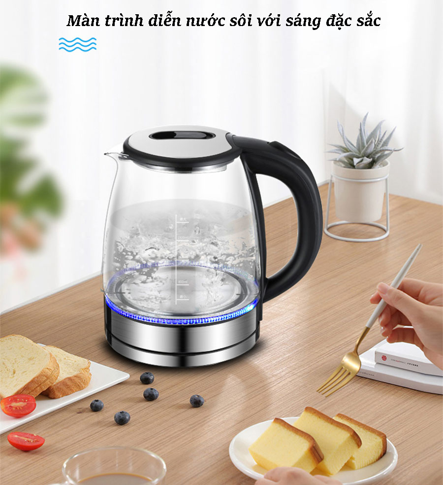Bình Đun Nước Siêu Tốc - Ấm Đun Nước Siêu Tốc Thủy Tinh - Ấm Siêu Tốc - Bình Đun Siêu Tốc - Bình Siêu Tốc - Dung Tích 1.8L - Hàng Cao Cấp - Chất Liệu 100% Inox Độ Bền Cực Cao - Bảo Hành Toàn Quốc 12 Tháng.