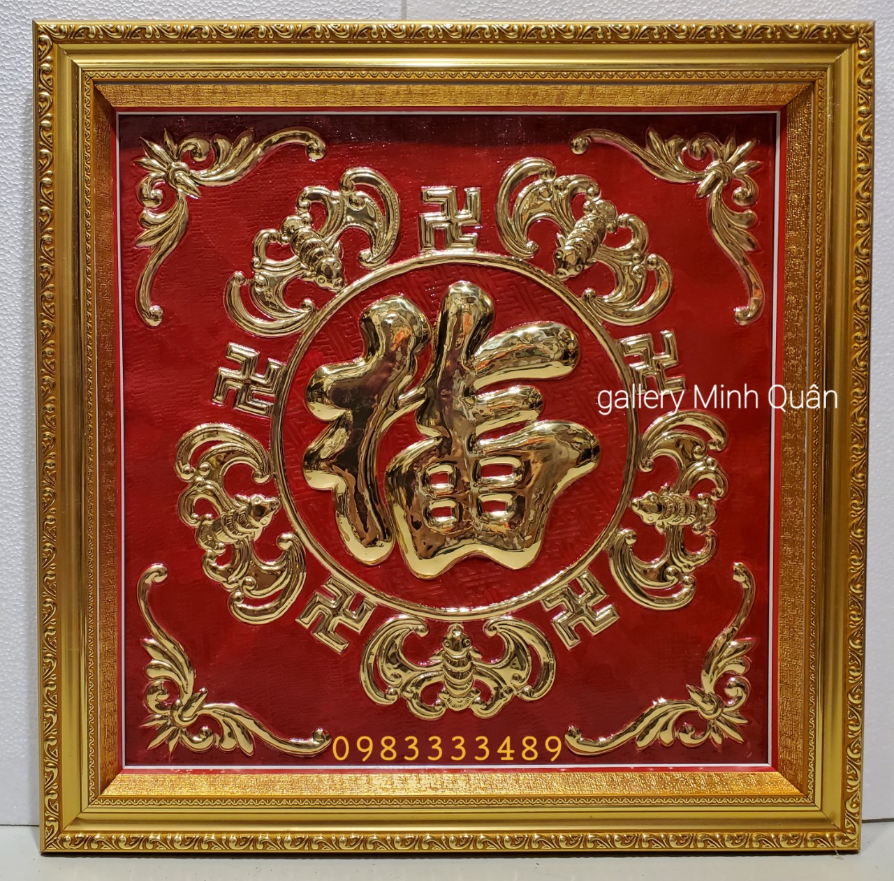 TRANH CHỮ PHÚC TREO PHONG THỦY -NGŨ PHÚC LÂM MÔN ( PHÚC DƠI) ĐỒNG VÀNG NGUYÊN CHẤT -A241V