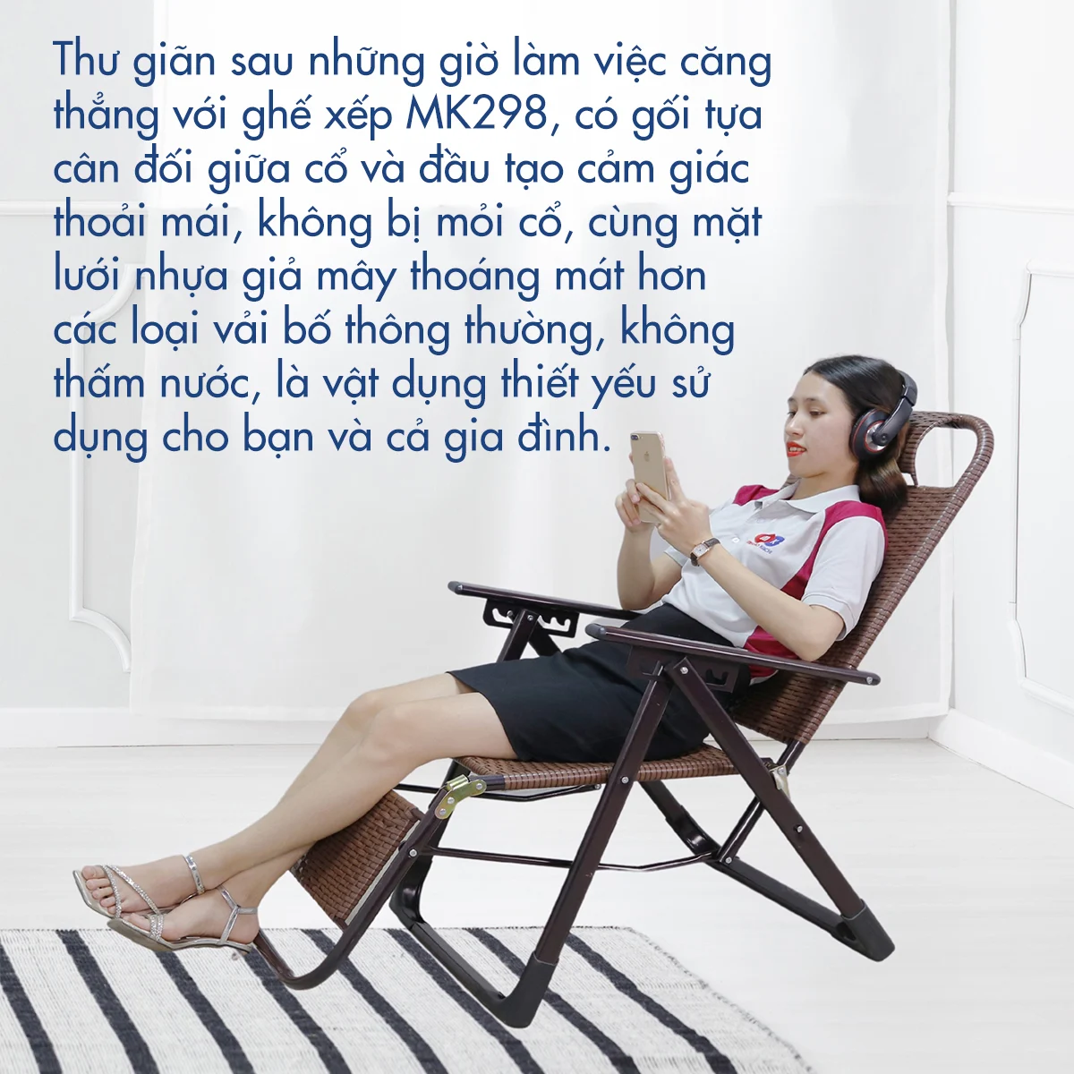 Ghế xếp thư giãn kèm nệm Kachi