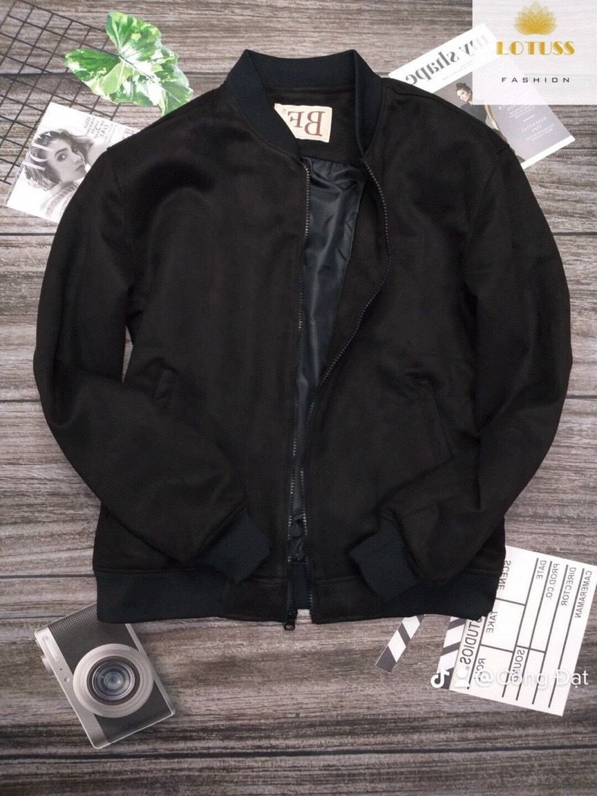 Áo khoác bomber nam da lộn 2 lớp chất da