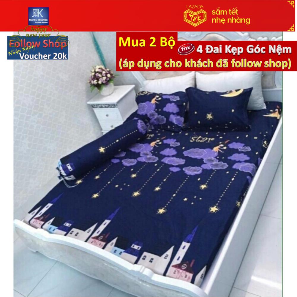 (FreeShip MAX) Bộ Ga - Gối- Gối ôm Poly Kovico sao rơi 1m8x2m