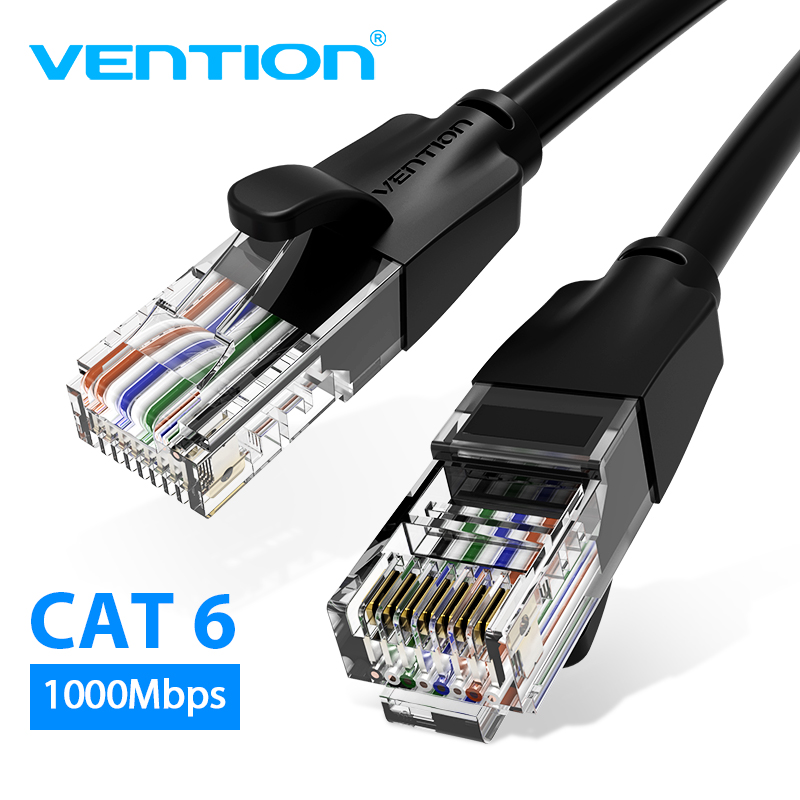 Dây Cáp Cat6 Cáp Mạng Lan 0,5m 1m 1,5m 2m 5m đúc sẵn tốc độ cao UTP CAT 6 RJ45 -  Dây cáp mạng ngoài trời Tròn - Dẹt chính hãng Vention IBJB IBEB - Chuẩn cat6 cho bộ phát wifi Tp Link, Xiaomi không dây kết nối máy tính, laptop