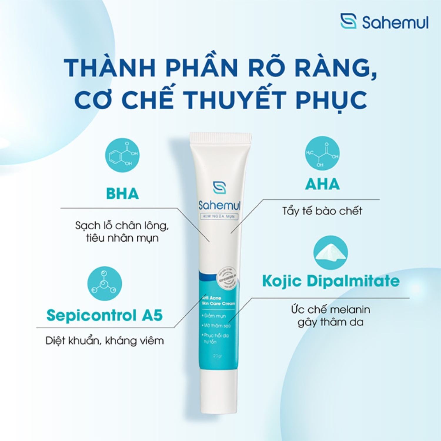 Kem ngừa mụn Sahemul - Bọt rửa mặt Sahemul 150ml [sahemun, sahemud, decumar]