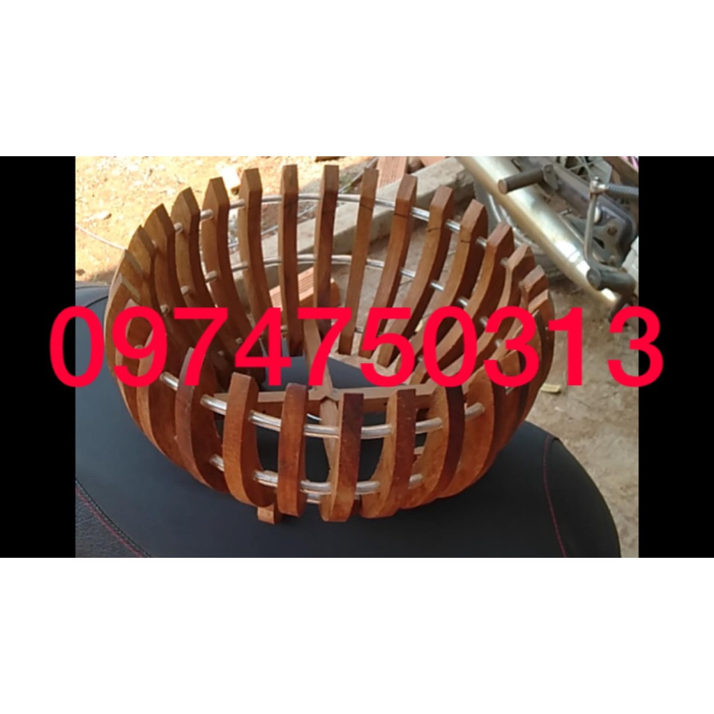 Chậu trồng lan bằng gỗ căm xe size 25cm- mẫu chậu bí mới