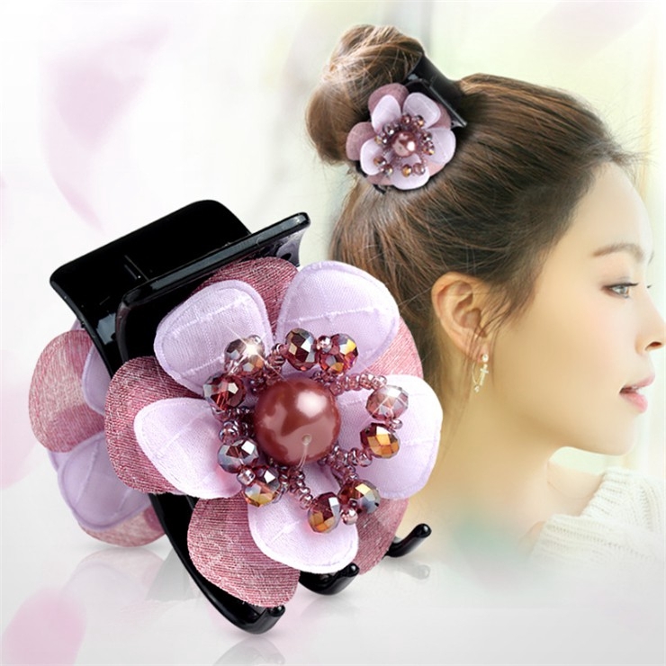 [HCM]Kẹp càng cua 5 răng đính hoa nữ tính