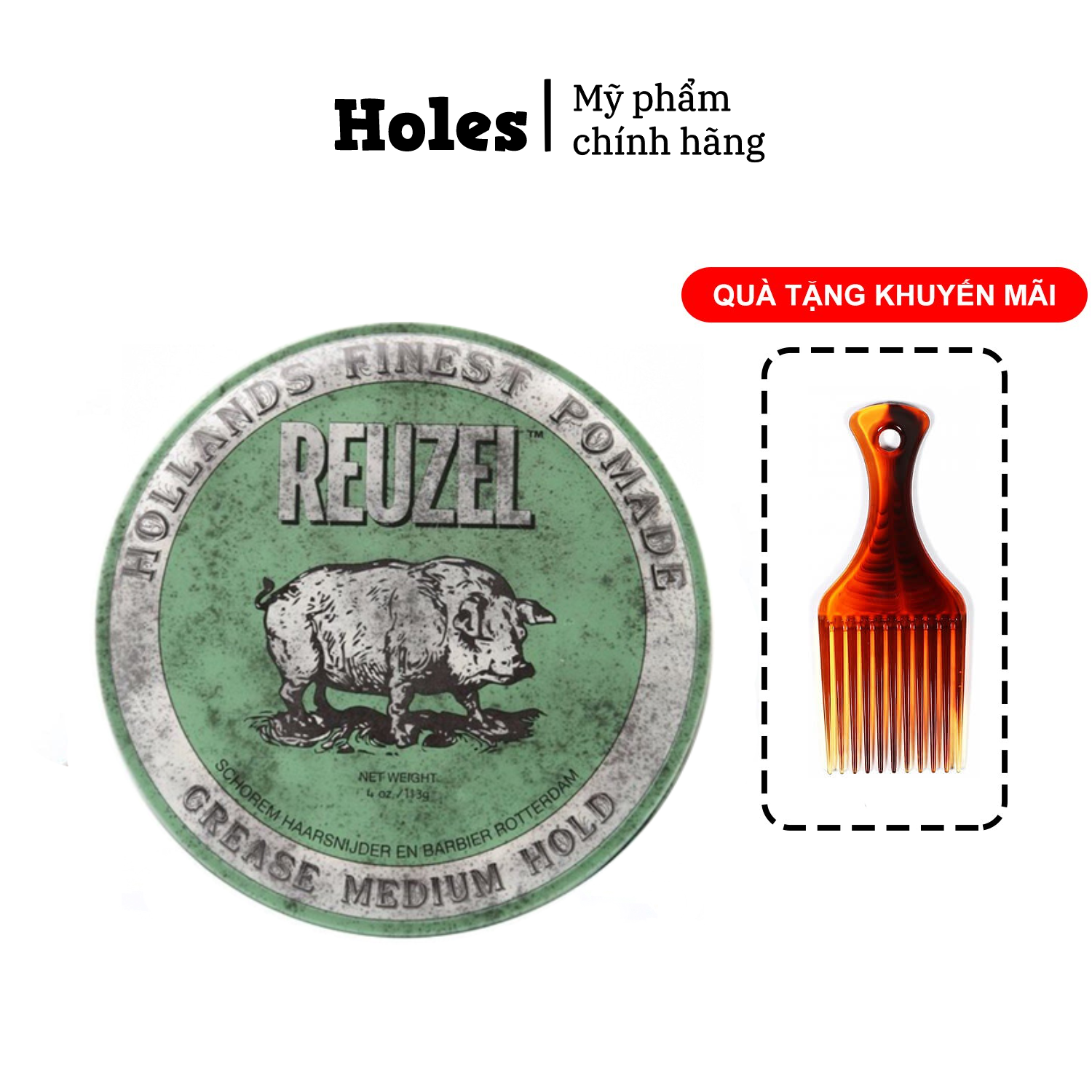 Sáp vuốt tóc REUZEL GREEN POMADE - 113gr