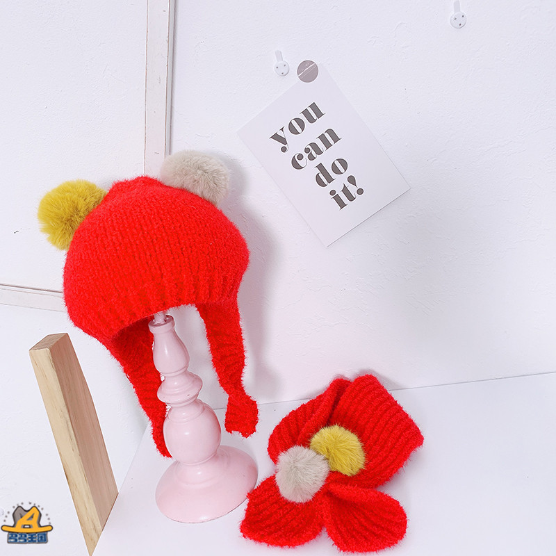 SET Mũ Len Kèm Khăn xinh xắn cho bé gái và bé trai từ 1 tuổi- 3 tuổi-M60
