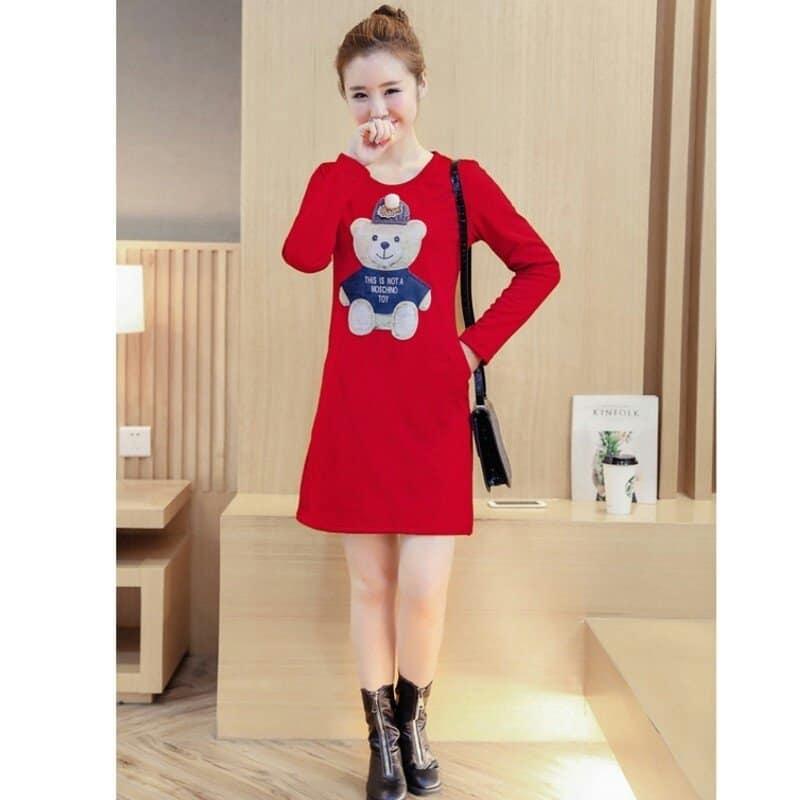 [HCM]Đầm bầu thu đông tay dài có túi