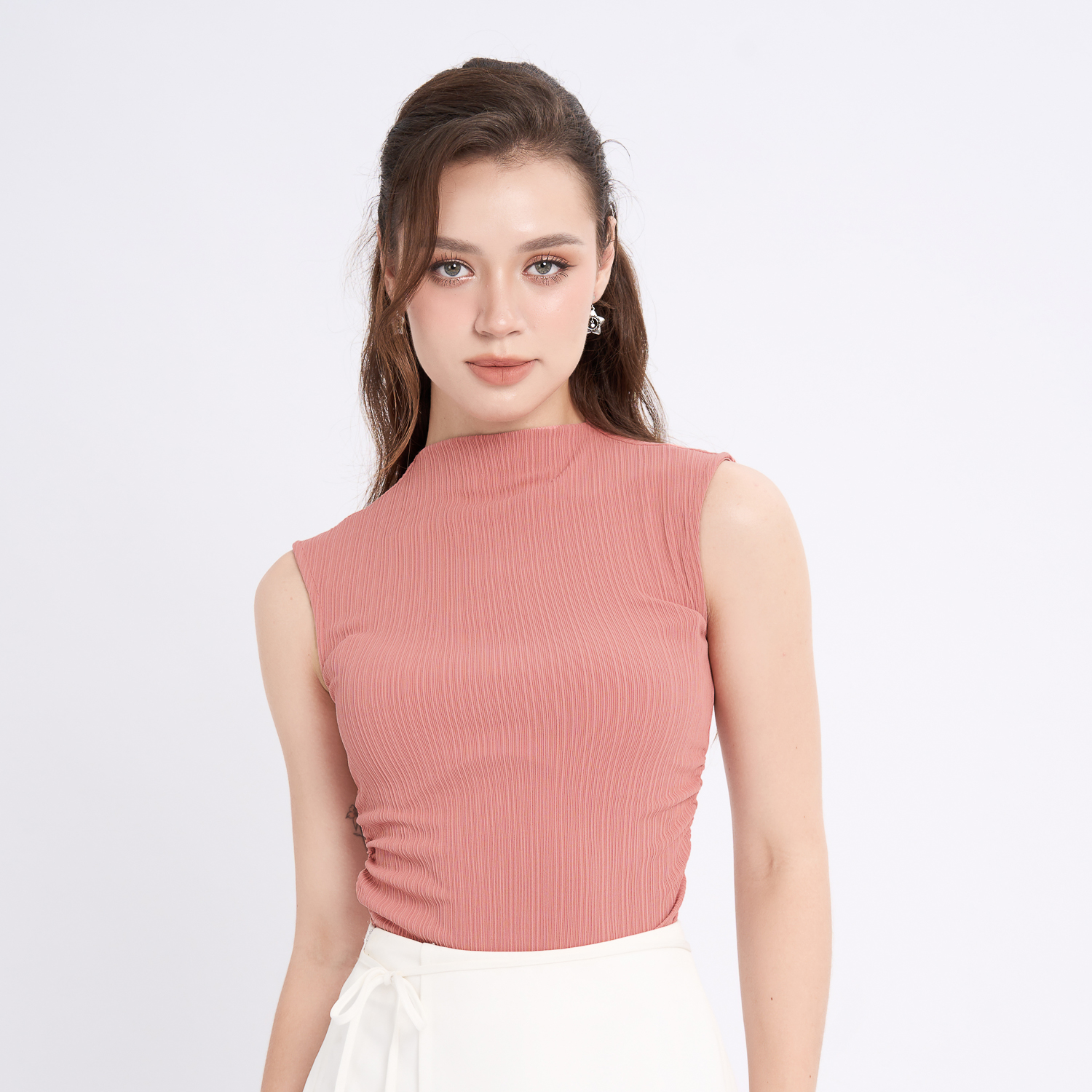Áo ôm thun sọc cổ lọ Maybi
