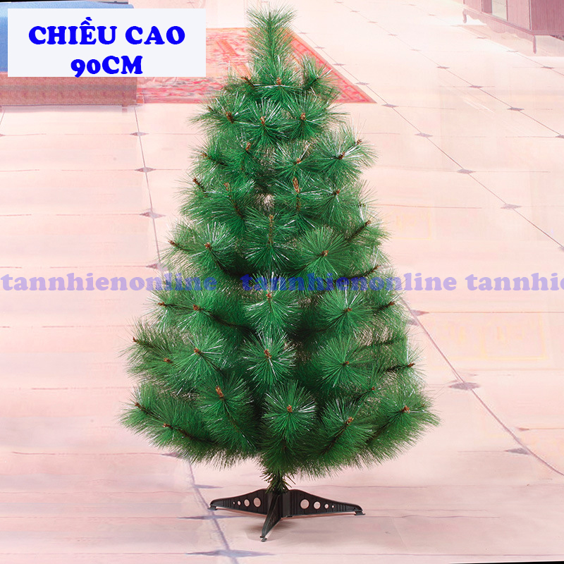 Cây thông để bàn, cây thông noen, cây thông noel đèn led tặng kèm dây kim tuyến và ngôi sao đỉnh, cao 90cm