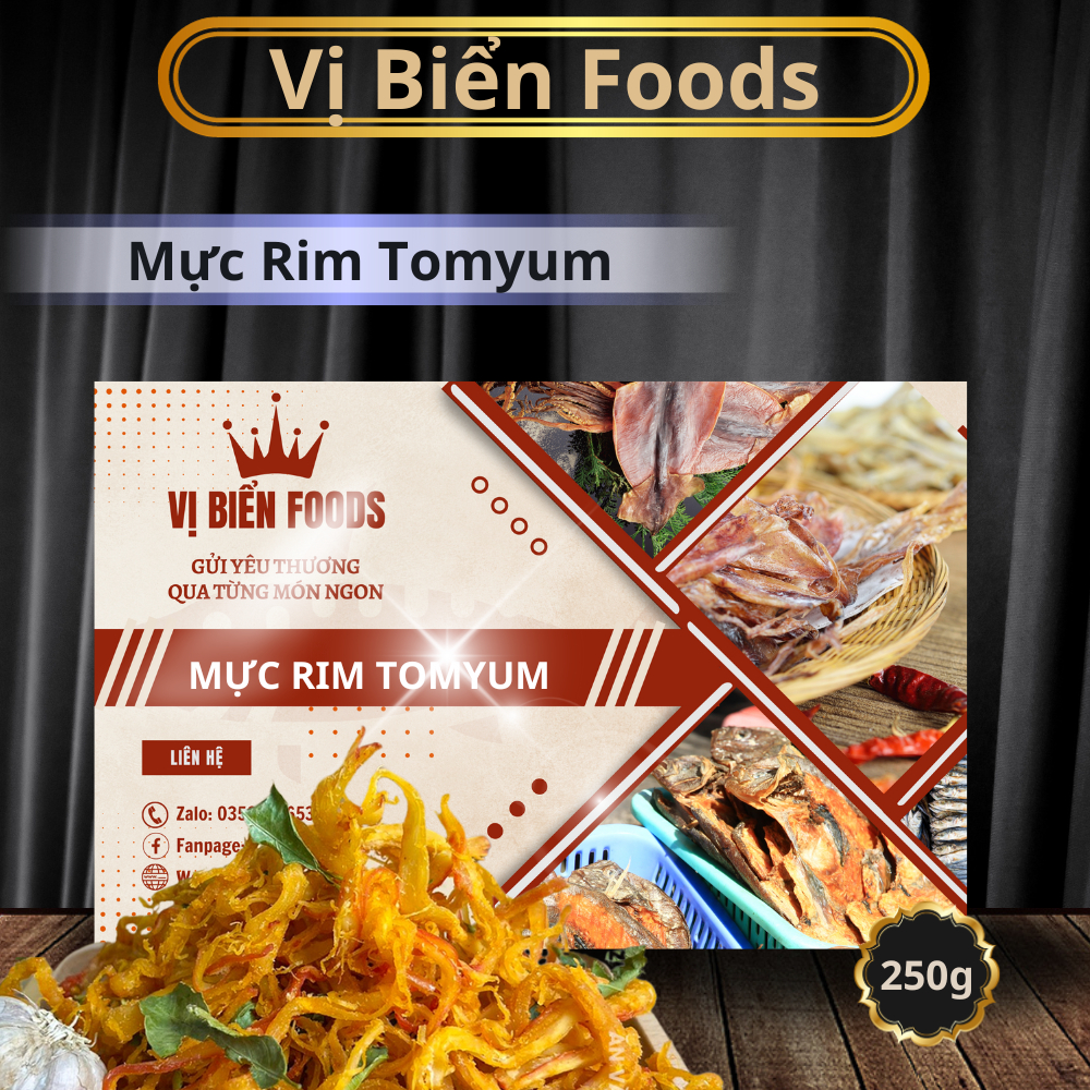 Mực sợi tomyum, khô mực tẩm gia vị Vị Biển 250gr Hút Chân Không quà tặng Xuất Ngoại, khô mực xé sợi tẩm vị, mực khô xé sợi ngon chuẩn vị