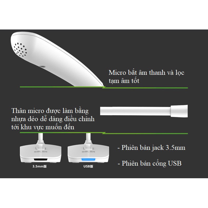 Microphone Máy Tính️FREESHIP️Micro Thu Âm Để Bàn Cho Máy Tính, Laptop M13