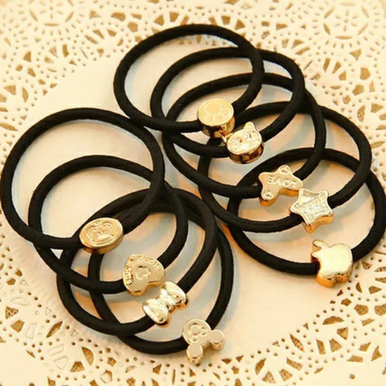 Thun cột tóc, chun buộc tóc dây màu đen - 01 THUN