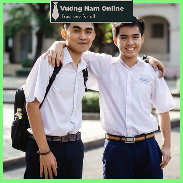HOÀN TIỀN 15% - Áo sơ mi nam trắng đi học sinh tay ngắn và dài cấp 2 và 3 vải kate hàng tiêu chuẩn vạc ngang