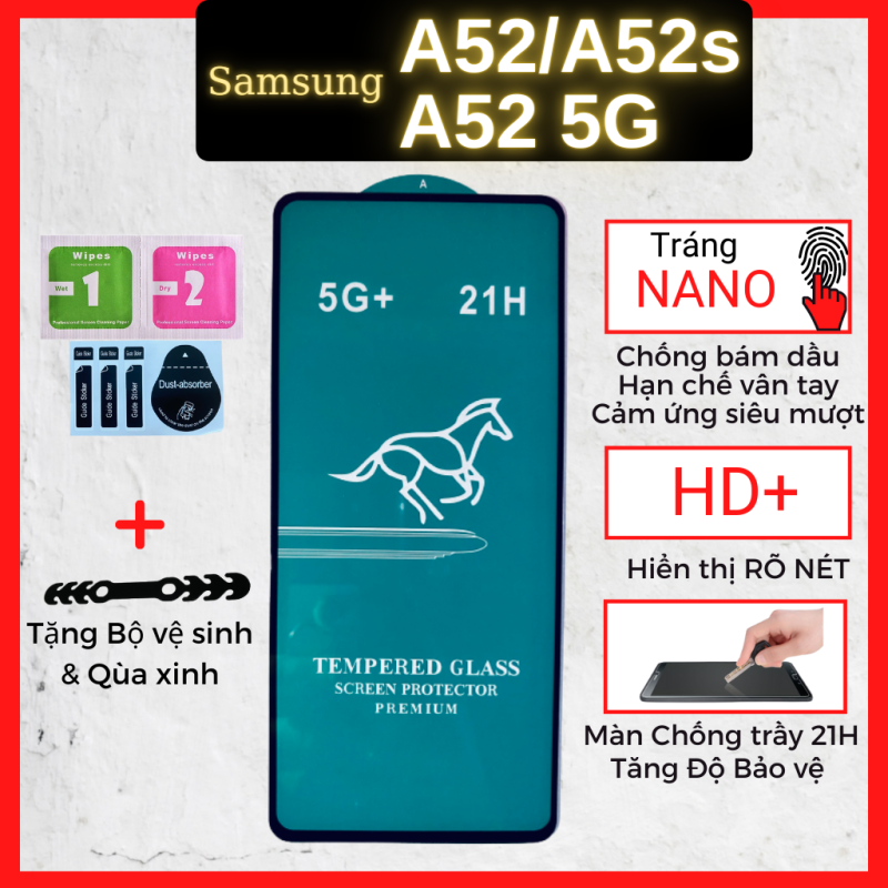 Kính Cường Lực Samsung A52/A52 5G/A52s - Siêu Mượt-Full màn cao cấp- Cảm ứng siêu nhạy-Không bám vân tay - Bảo hành 1 đổi 1