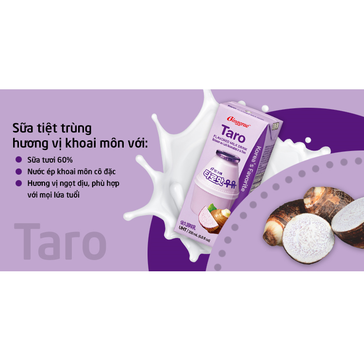 Combo 2 Lốc Sữa Khoai môn Hàn Quốc Binggrae Taro Milk (200ml x 12 hộp)
