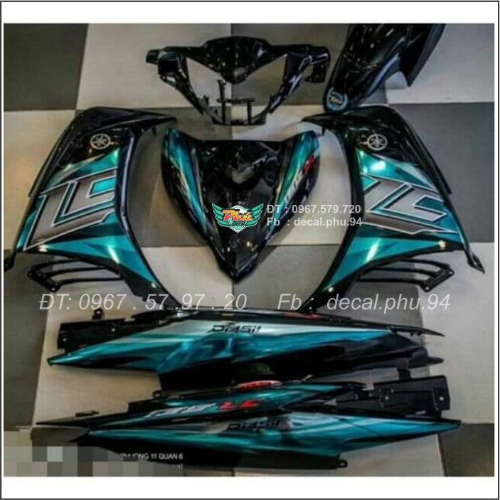 Tem rời Exciter 135 Lc Xanh Lục Bảo , Xe Đen (X)|Mẫu mã đa dạng|Chi tiết sắc nét|Nhận làm Tem rời theo Yêu Cầu