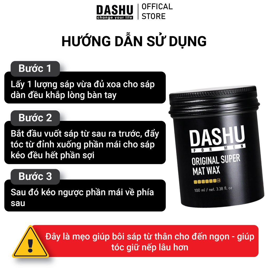 [ Xả 12.2025] Sáp vuốt tóc Dashu For Men Premium Original Super Mat 100ml (ĐEN)