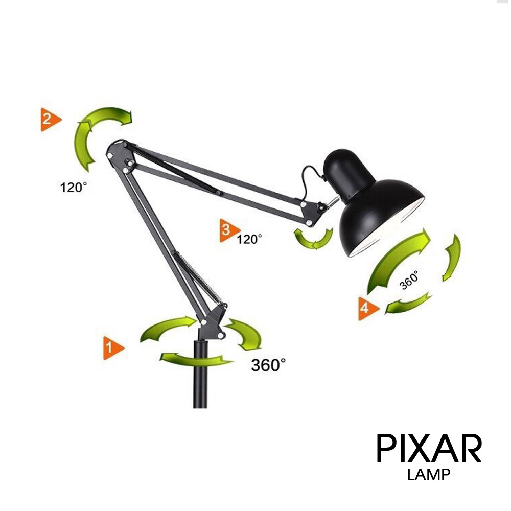 Đèn Đứng Phòng Khách, Đèn Đọc sách PIXAR Trắng, Đen Kèm Bóng