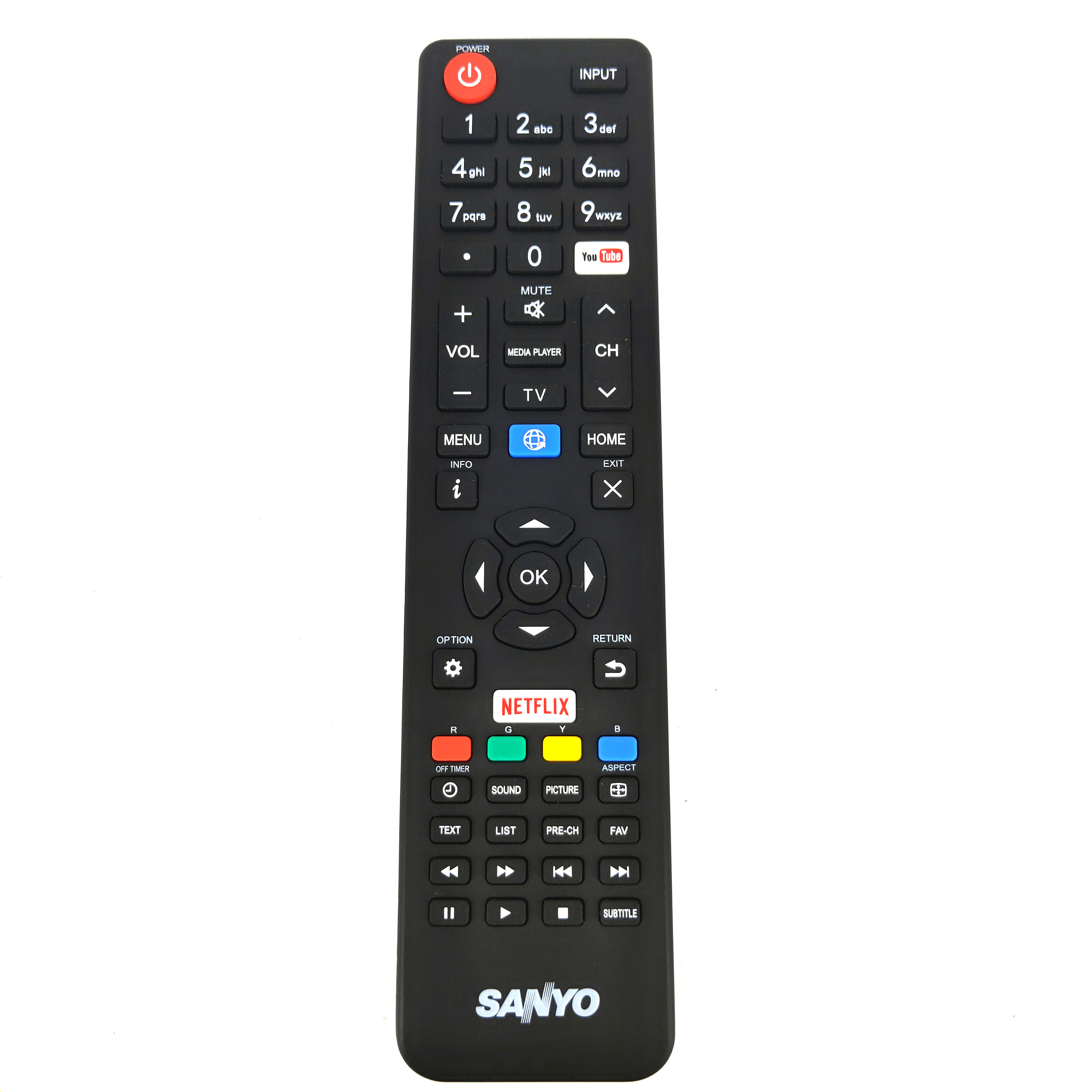 Điều khiển từ xa TV Sanyo chính hãng mới với điều khiển từ xa Netflix