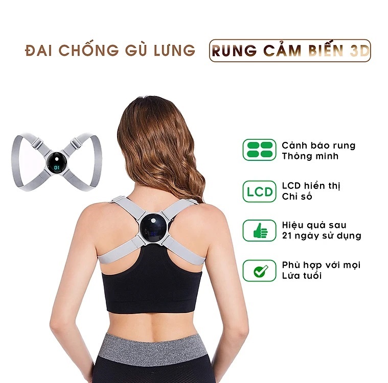 Đai Chống Gù Lưng Rung Cảm Biến Điện Tử Thông Minh Nhật Bản Loại Cao Cấp