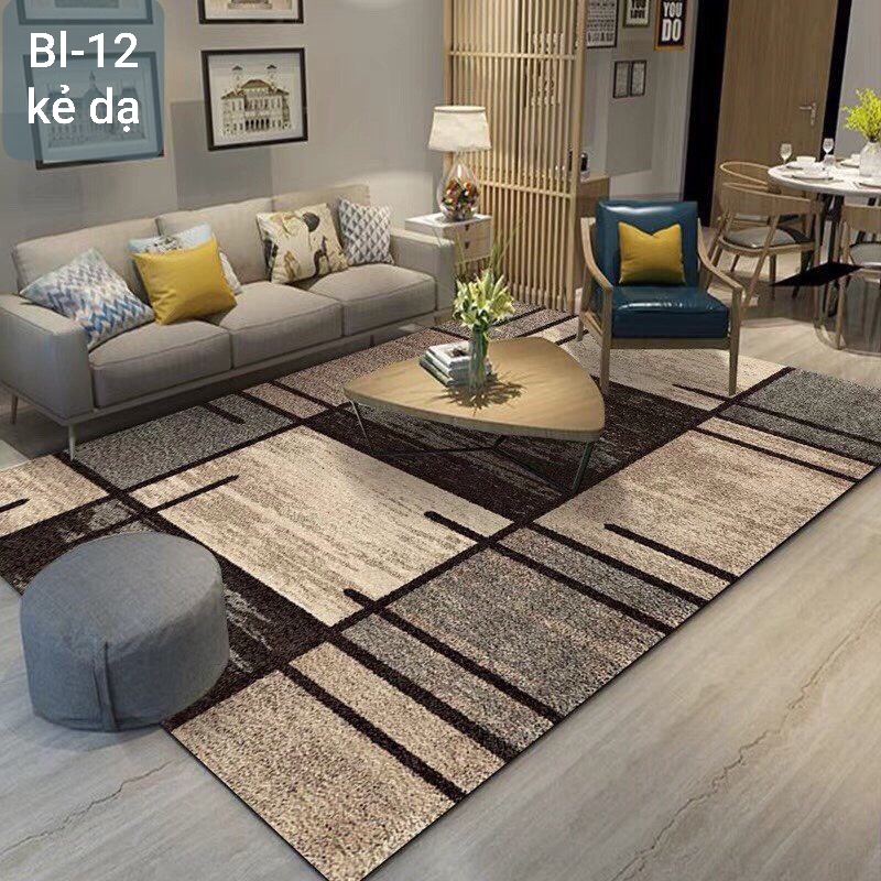 Thảm bali trải sàn thảm trang trí 1m6 x2m3 mẫu kẻ dạ hàn quốc. Họa tiết sinh động, phù hợp với nhiều không gian từ phòng khách tới phòng ngủ.