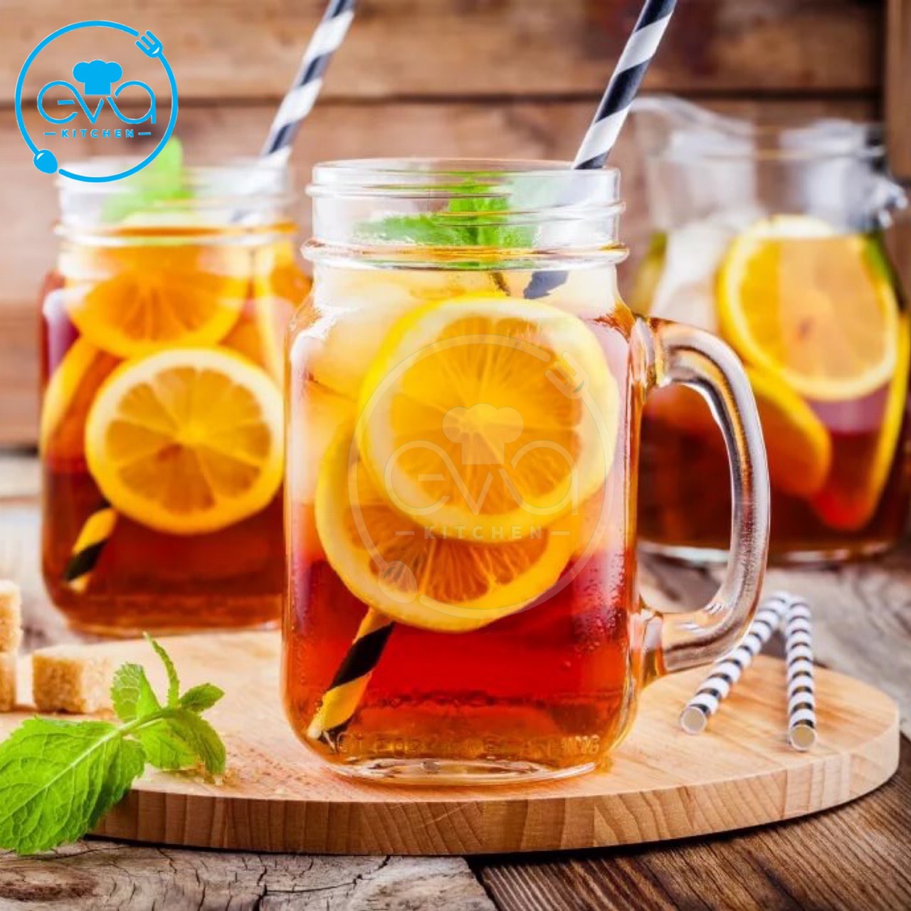 Bộ 4 Ly Quai Thuỷ Tinh Trơn Thân Vuông Đựng Trà Sữa Lớn 650 Ml Kèm Nắp Đậy Kín Hoặc Nắp Có Lỗ Cắm Ống Hút M1114