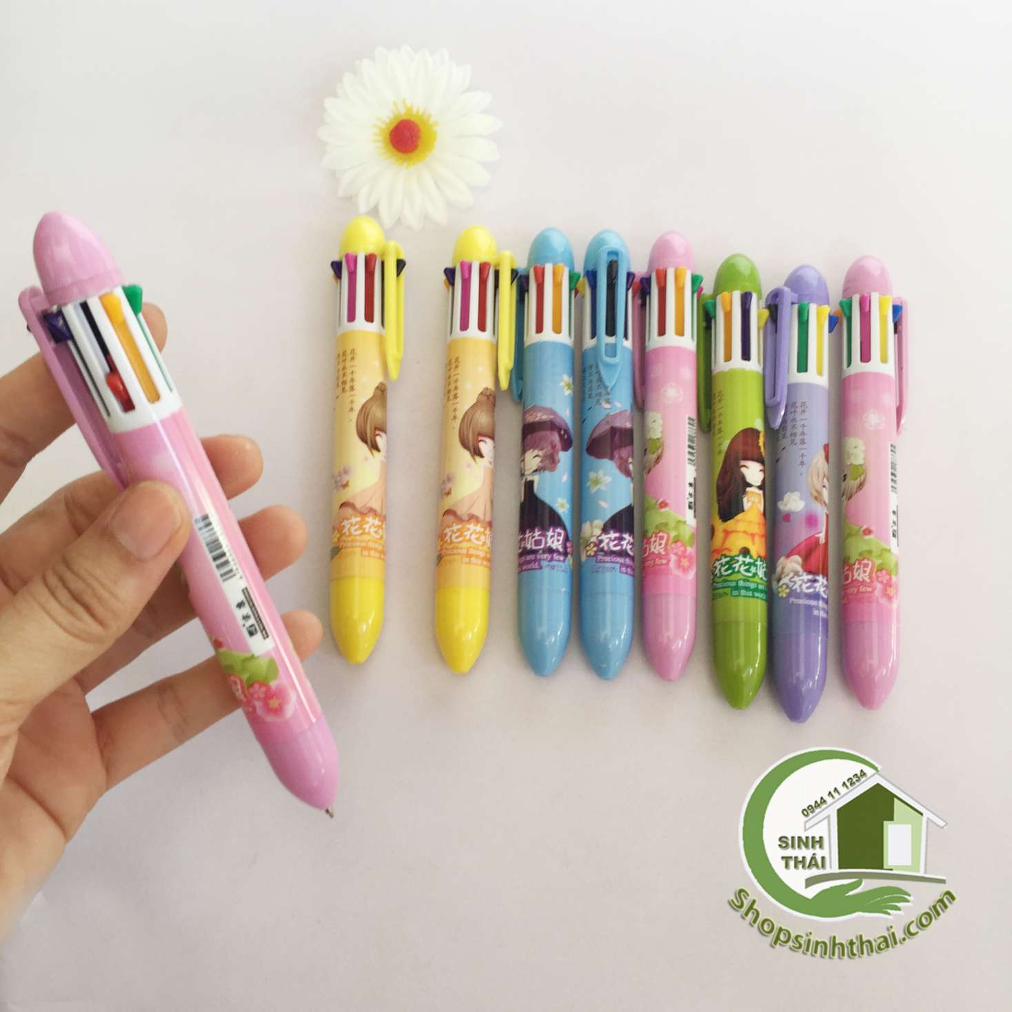 [HCM]Bút bi 8 ngòi bấm nhiều màu