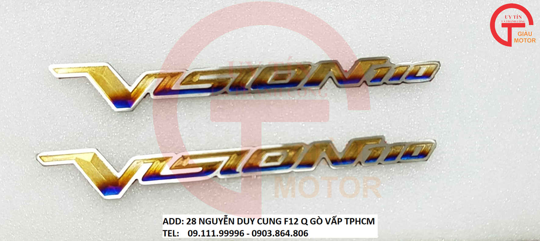 CẶP TEM TITAN CHỮ VISION 110 DÁN XE HONDA VISION
