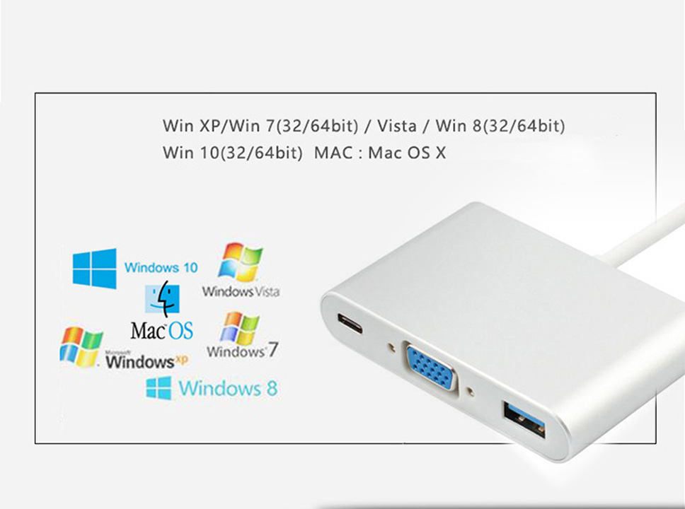 Dây cáp Chuyển đổi USB Type C sang ,VGA,USB 3.0