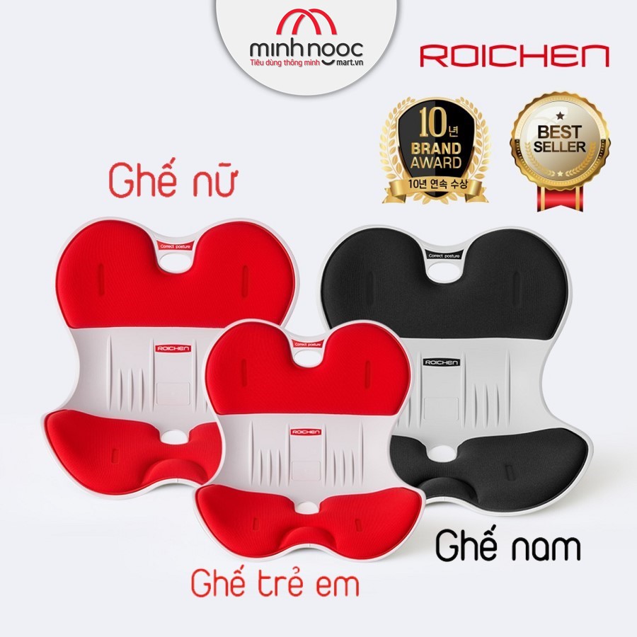 Ghế chỉnh dáng ngồi đúng Roichen - Hàn Quốc _Made in Korea.  Sản phẩm dùng cho Nam, Nữ, Trẻ em. Nhiều màu, nhiều phương án lựa chọn