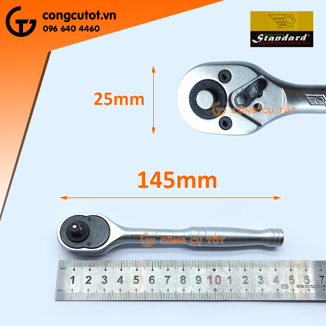 Cần xiết lực tự động 2 chiều Standard 1/4inch 145mm