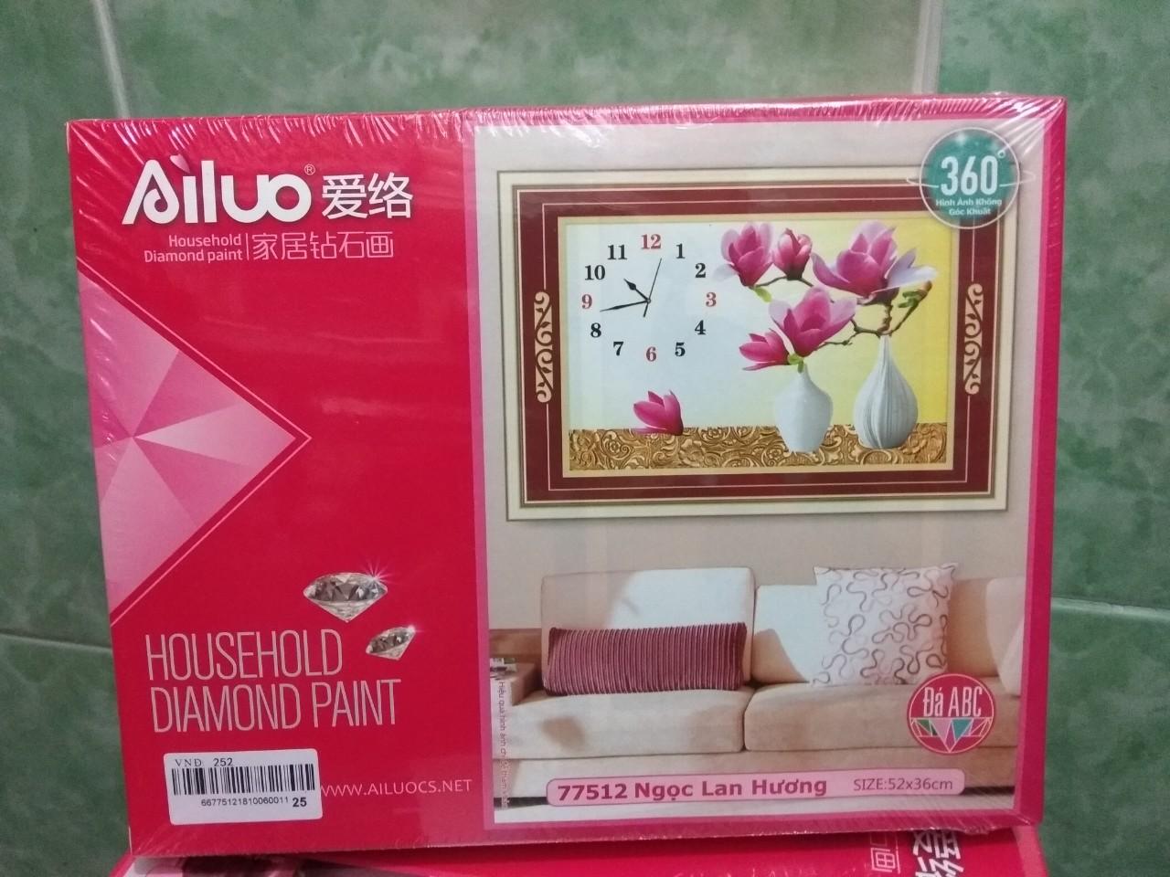 [HCM]tranh đính đá đồng hồ hoa ngọc lan 77512