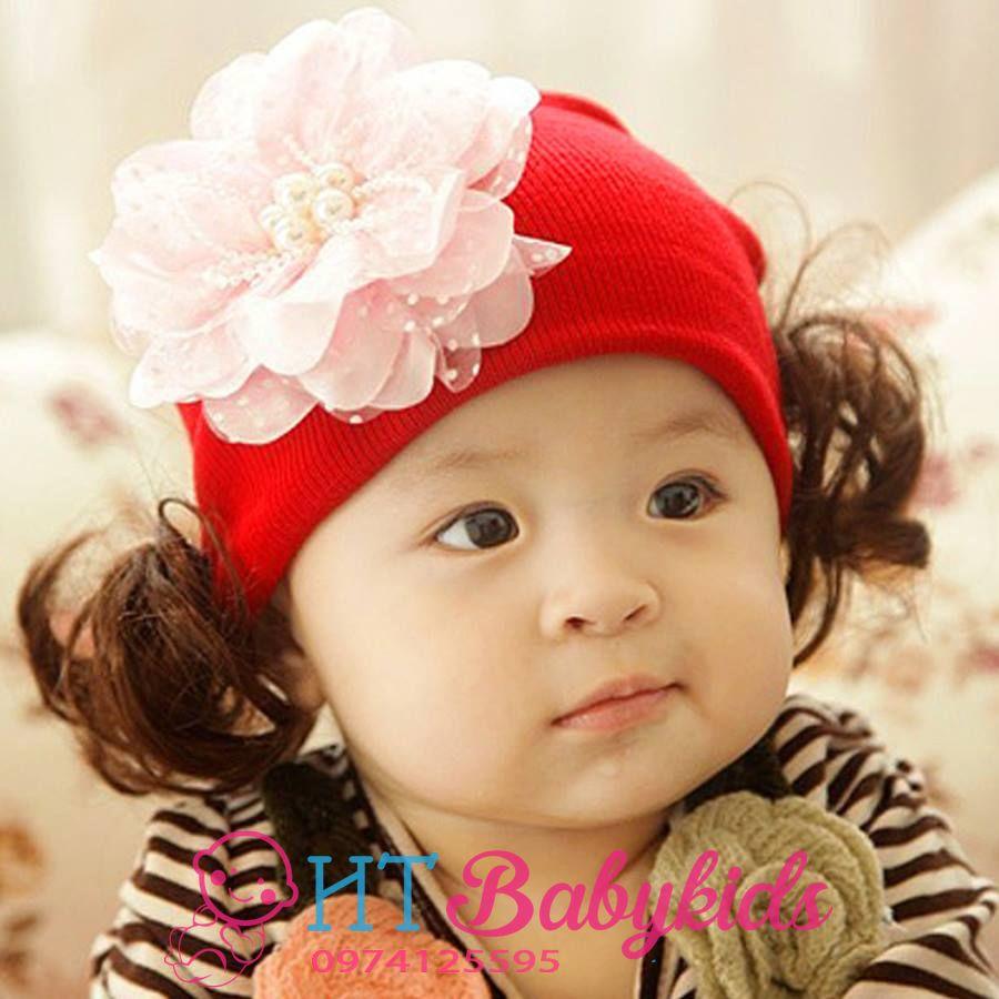 Nón tóc giả cho bé đính hoa ren xinh xắn (CÓ ẢNH THẬT)