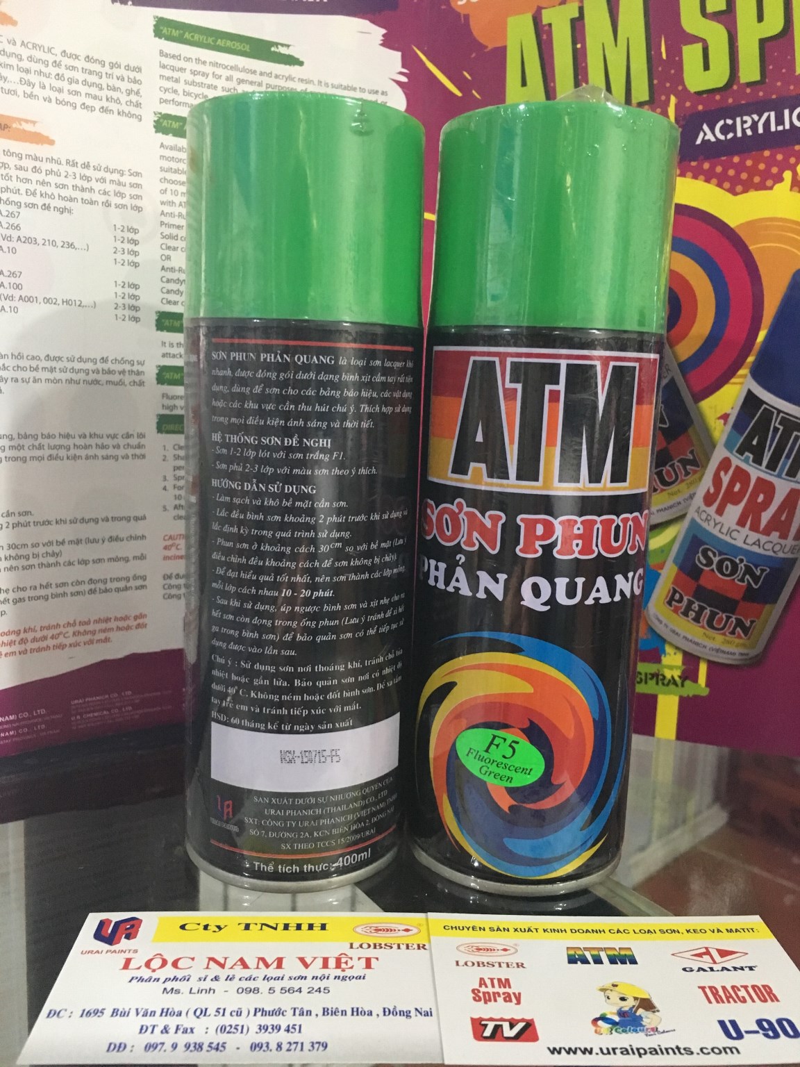 Sơn xịt phản quang ATM màu xanh lá F5