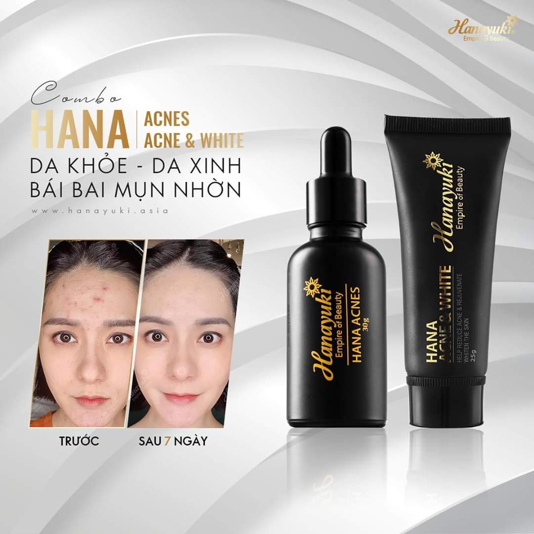 [Chính hãng Hanayuki Date 2026] Bộ đôi Hanayuki mụn serum mụn Hana acnes và kem mụn hana acne & white