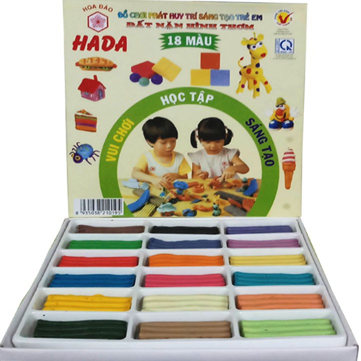 [HCM]Hộp đất sét nặn hình 18 màu + Tặng kèm bộ khuôn in đất nặn hình cho bé