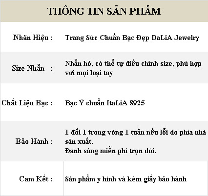 Nhẫn bạc ý dạng hở DaLiA Jewelry cá tính