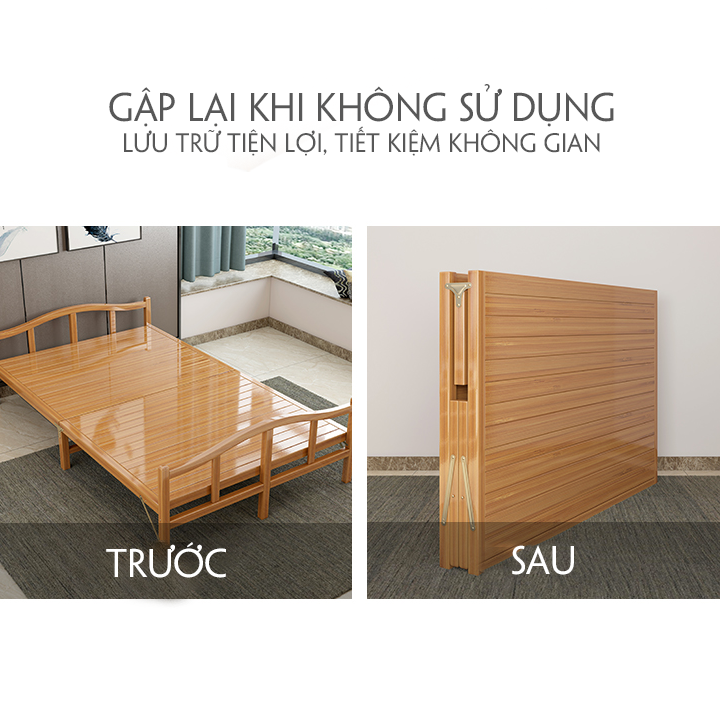 Portable Folding bamboo bed any age (120cm ~ 150cm)