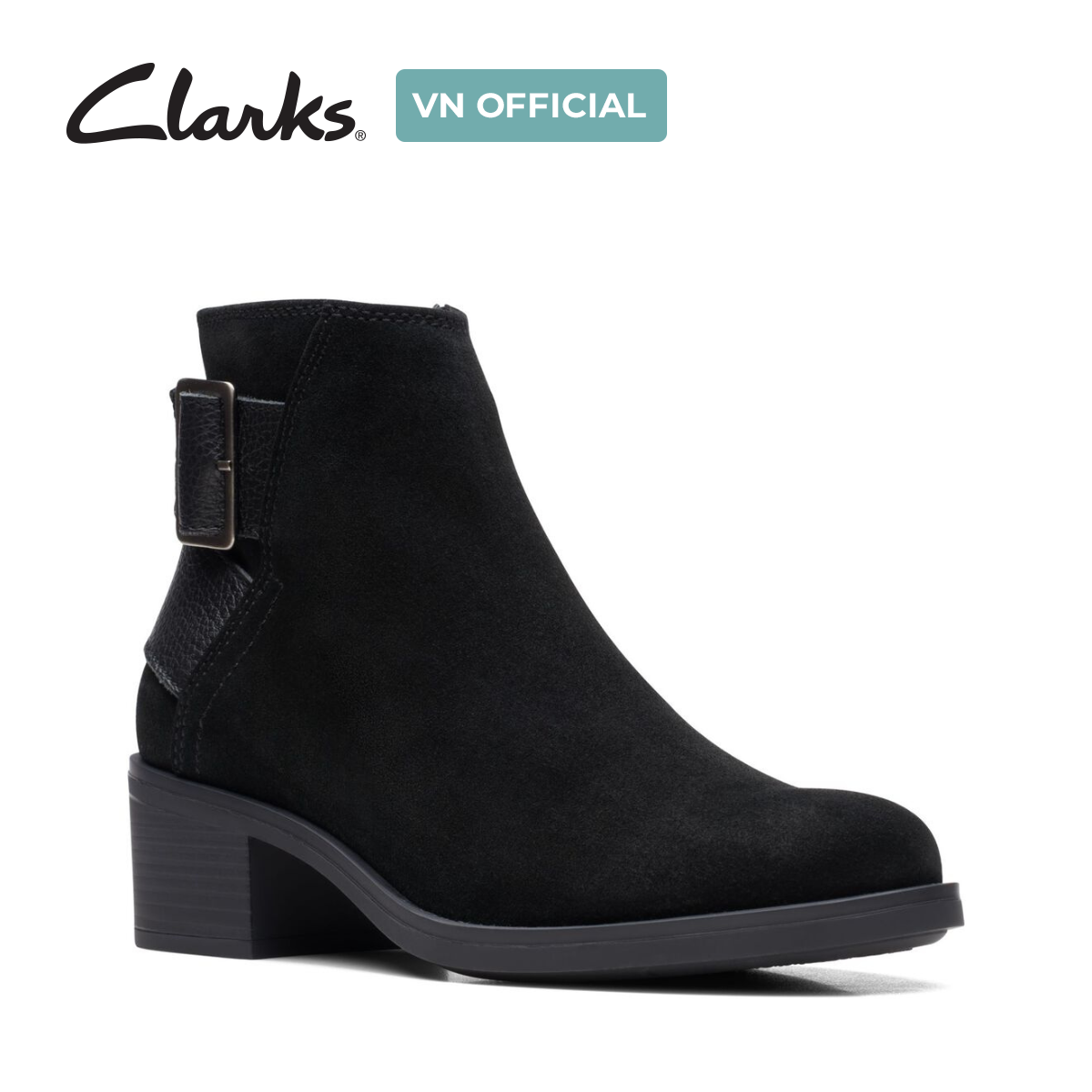 Giày Bốt Cao Gót Da Lộn Nữ Clarks - Memi Buckle