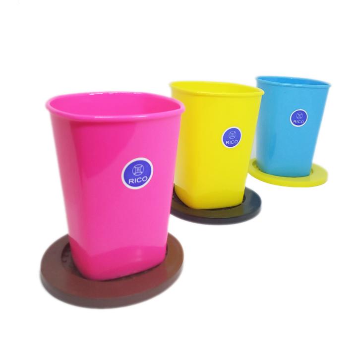 Bộ 10 miếng đế lót ly nhựa tròn Rico (Đỏ)