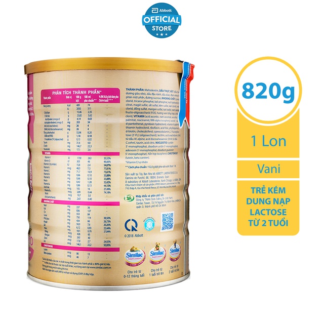 Sữa bột Similac Total Comfort 2+ HMO 820g