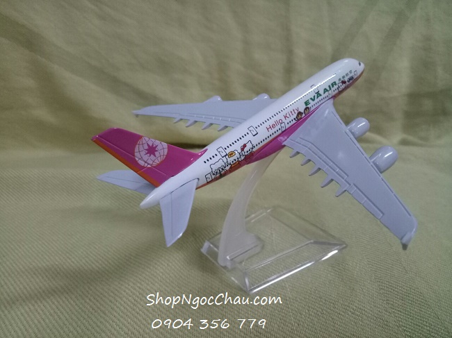 Mô hình máy bay A380 Eva Air - Hello Kitty 16cm green