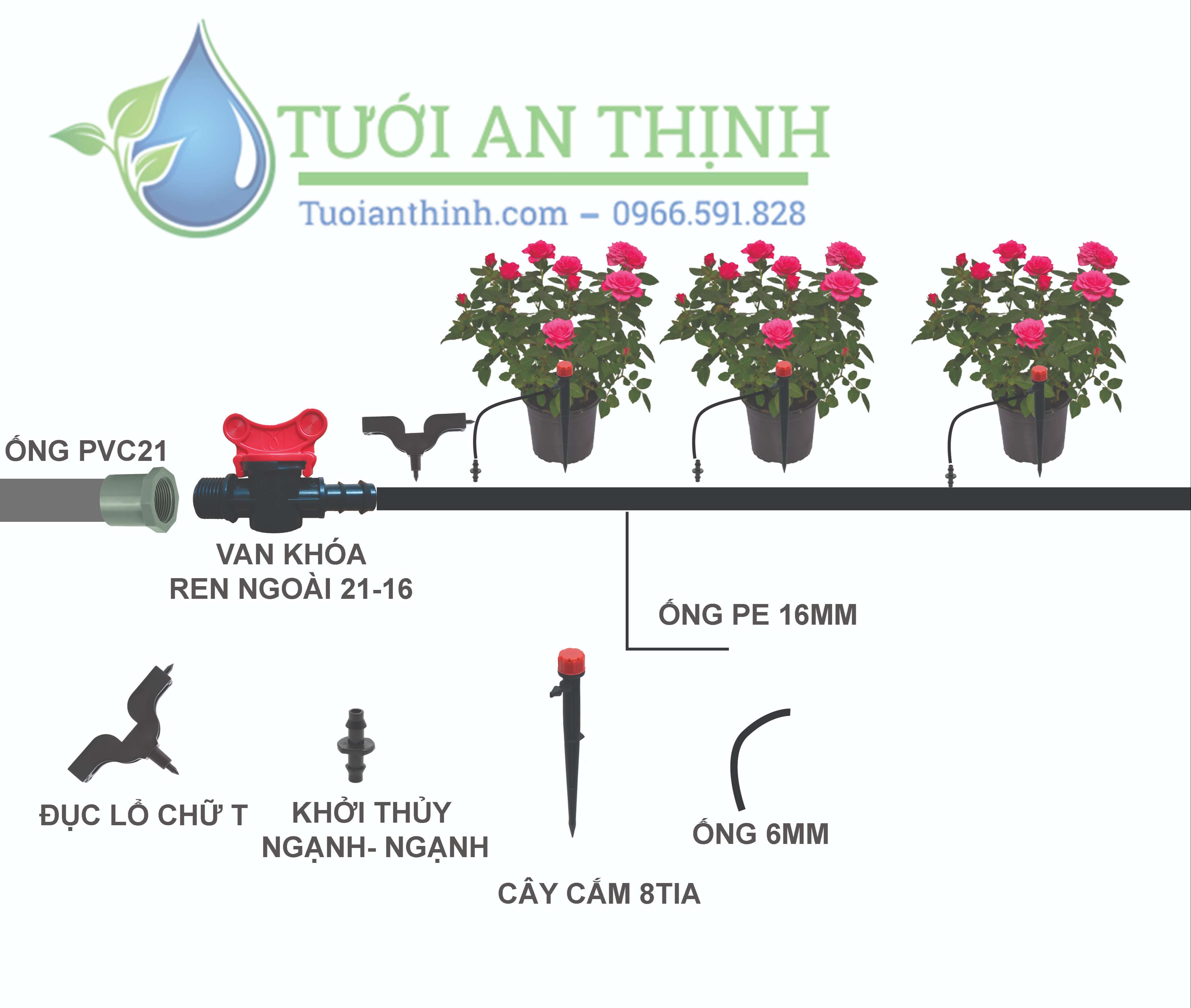 Cuộn 10m ống tưới cây LDPE 16mm
